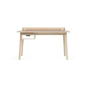 Pracovní stůl z dubového dřeva s bílou zásuvkou HARTÔ Honoré, 140 x 70 cm