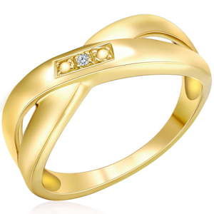 Pozlacený prsten s pravým diamantem Tess Diamonds Rosalind, vel. 56
