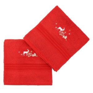 Sada 2 červených ručníků Corap, 50 x 90 cm