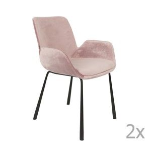 Sada 2 růžových židlí s područkami Zuiver Brit