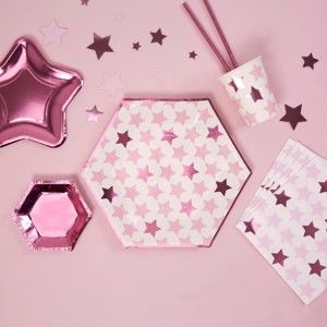 Sada 8 papírových talířů Neviti Little Star Pink