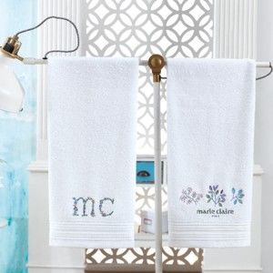 Sada dvou bílých ručníků z edice Marie Claire, 90 x 50 cm