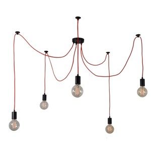Červené stropní svítidlo s 5 žárovkami Filament Style Spider Lamp