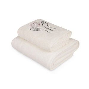 Set bílého ručníku a bílé osušky s barevným detailem Madame Coco Amour