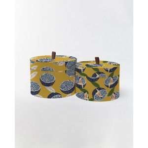 Kulaté úložné krabice Surdic Round Boxes Lemons s motivem citrónů, 30 x 30 cm