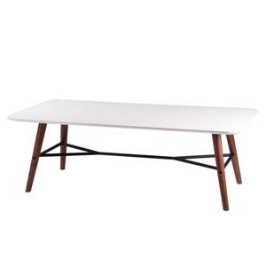 Bílý konferenční stolek s nohami v dekoru tmavého dřeva sømcasa Mattias