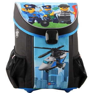 Modro-černá školní aktovka LEGO® CITY Police Chopper Easy