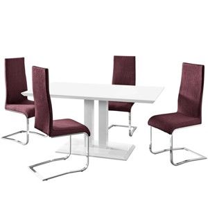 Sada jídelního stolu a 4 fialových židlí Støraa Mai
