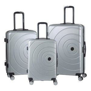 Sada 3 světle šedých cestovních kufrů na kolečkách Travel World