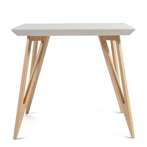 Jídelní stůl z masivního jasanového dřeva s bílou deskou Charlie Pommier Triangle, 80 x 80 cm