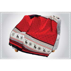 Červená deka s příměsí bavlny Aksu Carmelo, 200 x 150 cm