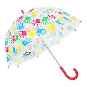 Dětský transparentní holový deštník s červenou rukojetí Birdcage Crook, ⌀ 72 cm