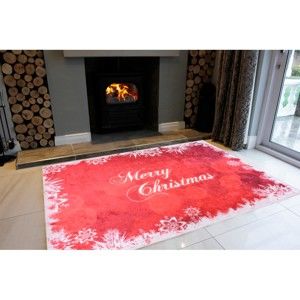 Bílo-červený běhoun Vitaus Merry Christmas, 80 x 200 cm