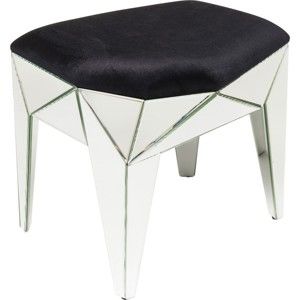 Černý stolek s detaily ve stříbrné barvě Kare Design Stool Fun House, 54 x 49 cm