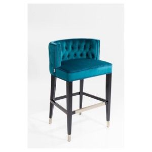 Barová židle s modrým potahem a nohami z bukového dřeva Kare Design
