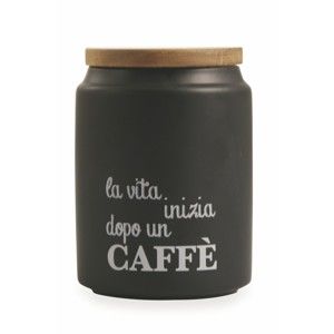 Černá dóza na kávu s bambusovým víčkem Villa d'Este Idee