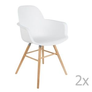 Sada 2 bílých židlí s opěrkami Zuiver Albert Kuip