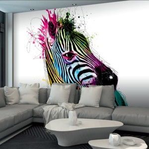 Velkoformátová tapeta Barevná zebra, 366 x 254 cm