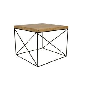 Černý konferenční stolek s deskou z dubového dřeva take me HOME Hamburg, 53 x 53 cm