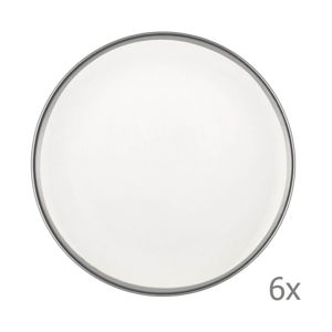 Sada 6 bílých porcelánových dezertních talířů Mia Halos Silver, ⌀ 19 cm