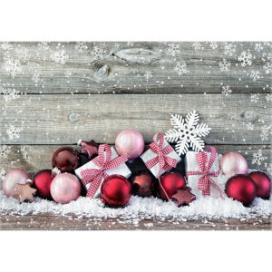 Koberec Vitaus Christmas Period Red Rustic Balls, 50 x 80 cm