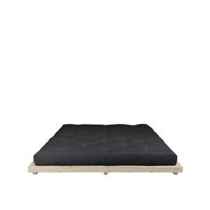 Dvoulůžková postel z borovicového dřeva s matrací Karup Design Dock Comfort Mat Natural/Black, 180 x 200 cm