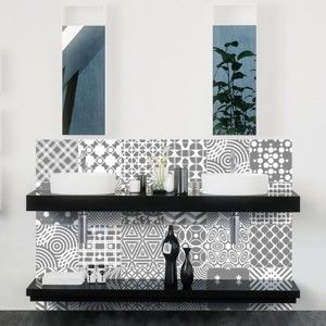 Sada 24 nástěnných samolepek Ambiance Wall Decals Modern Tiles, 20 x 20 cm