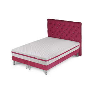 Růžová postel s matrací a dvojitým boxspringem Stella Cadente Pluton Forme, 180 x 200 cm