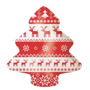 Dekorativní tác z kostního porcelánu s vánočním motivem PPD Magic Rojo Christmas