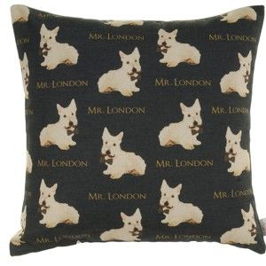 Šedý povlak na polštář Apolena Doggies Mr. London, 43 x 43 cm