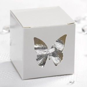 Sada 10 krabiček na výslužku s detailem ve stříbrné barvě Neviti Butterfly