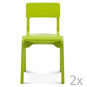 Sada 2 zelených dřevěných židlí Fameg Maren