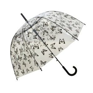 Transparentní holový deštník Birdcage Butterflies, ⌀ 83 cm