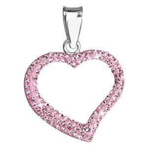 Růžový přívěsek ze stříbra se Swarovski krystaly ve tvaru srdce Je Veux Marisso
