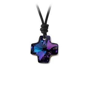 Kožený náhrdelník s krystaly Swarovski Elements Crystals Cruz