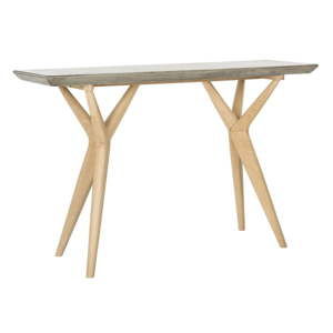 Betonový konferenční stolek s nohami z dubového dřeva Safavieh, 119 x 40 cm