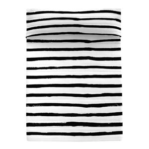 Černobílý bavlněný prošívaný přehoz 250x260 cm Stripes – Blanc