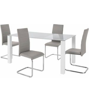 Sada stolu a 4 šedých židlí Støraa Naral