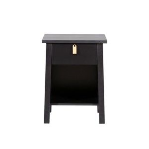 Černý dřevěný noční stolek Wermo Saima
