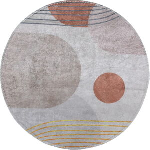 Pratelný kulatý koberec v oranžovo-krémové barvě ø 120 cm Yuvarlak – Vitaus