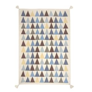 Ručně tkaný vlněný koberec s modrými detaily Art For Kids Triangles, 140 x 200 cm
