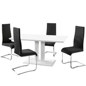 Sada jídelního stolu a 4 černých židlí Støraa Mai