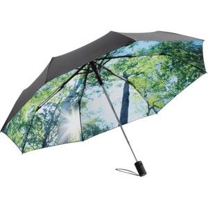 Zelenočerný větruodolný skládací deštník Ambiance Forest, ⌀ 100 cm