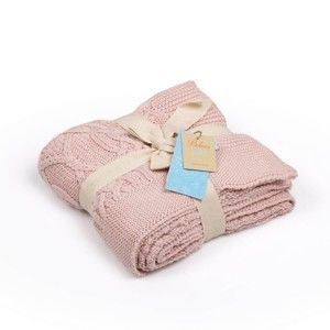 Růžová bavlněná dětská deka Baby Ecru Louise, 90 x 90 cm