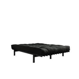 Dvoulůžková postel z borovicového dřeva s matrací Karup Design Pace Double Latex Black/Black, 140 x 200 cm