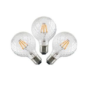 Sada 3 LED žárovek Bulb Attack GLOBE Clear Crystal Linear, 5,5 W