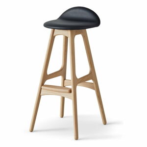 Černá/přírodní kožená otočná barová židle 86 cm Buck – Hammel Furniture