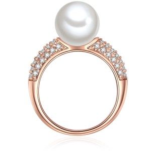 Prsten v barvě růžového zlata s bílou perlou Pearldesse Musche, vel. 52