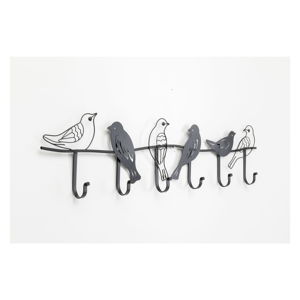 Černý kovový nástěnný věšák Kare Design Birds, šířka 85 cm