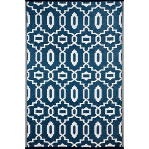 Tmavě modro-bílý oboustranný koberec vhodný i do exteriéru Green Decore Modern, 150 x 240 cm